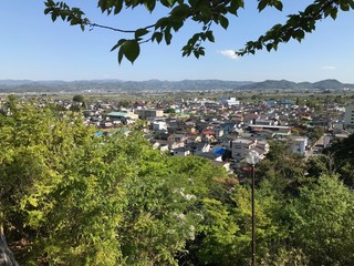 Obraz premium View of a Town from a Hill in Japan