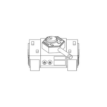 Isometric Sci Fi Tank Isolated line art images for coloring book or sketch references