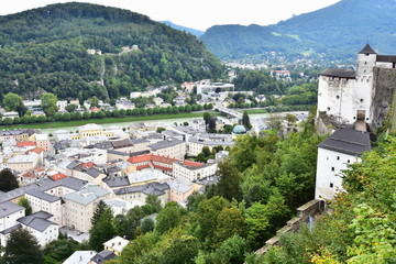 Salzburg city and view from Hohensalzburg fortress