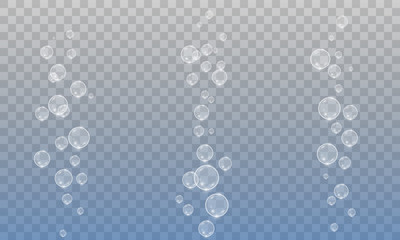 White beautiful bubbles on a transparent background vector illustration. Soap bubbles.