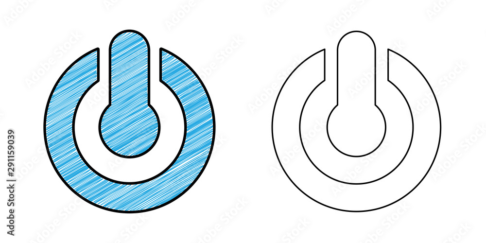 Poster power button icon design vector with texture. editable outline for other style