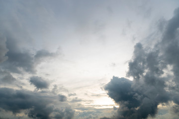 Evening sky with clouds like rain will fall.