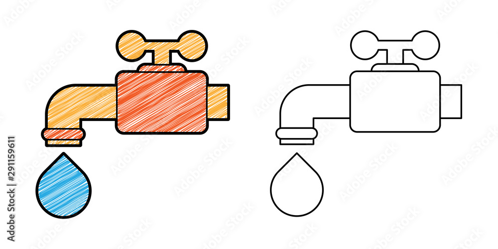 Poster tap water icon design vector with texture. editable outline for other style