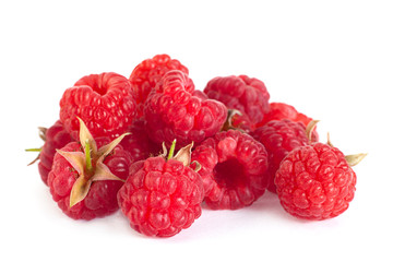 Raspberry fruit closeup isolated on white background