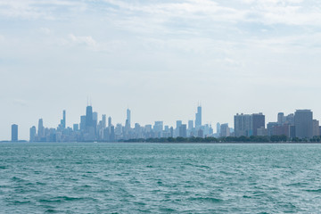 The Chicago Skyline and Lake Michigan in the Distance seen from Montrose Point