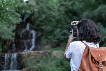 young and brunette girl of nature tourism