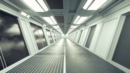 3d render. Futuristic scifi corridor