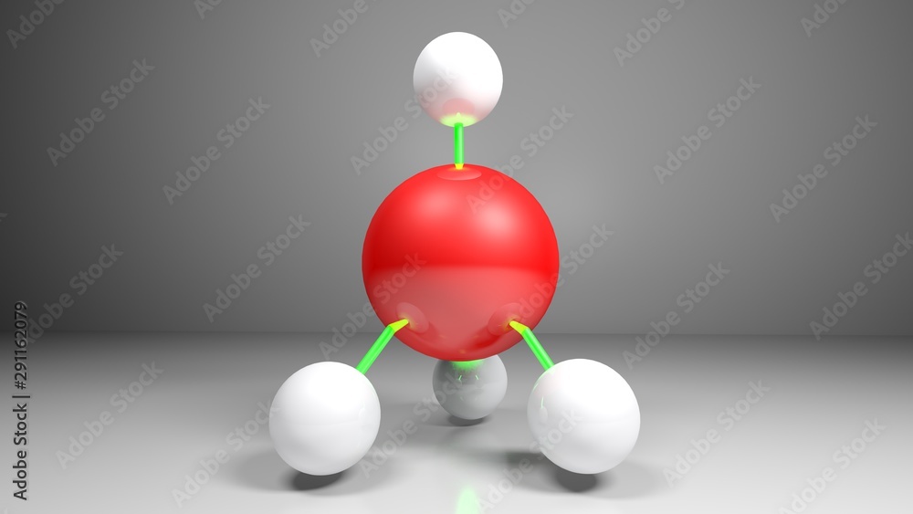 Poster structure model of ch4 (methane) molecule - 3d rendering illustration