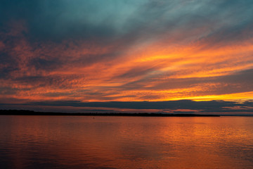 Fototapeta premium Sunset in the Far East on the Amur River
