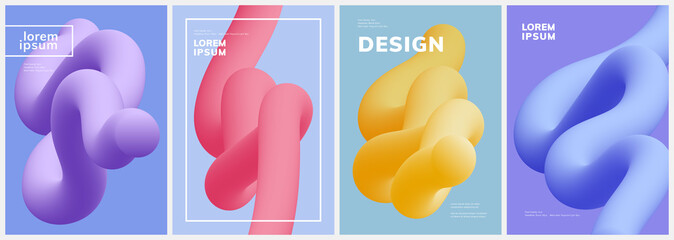 Modern abstract posters set. Cool color shapes composition. Futuristic design. Eps10 vector.