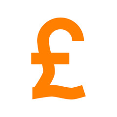Pound currency sign symbol - orange simple, isolated - vector
