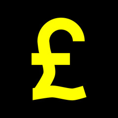 Pound currency sign symbol - yellow simple, isolated - vector