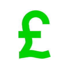 Obraz premium Pound currency sign symbol - green simple, isolated - vector