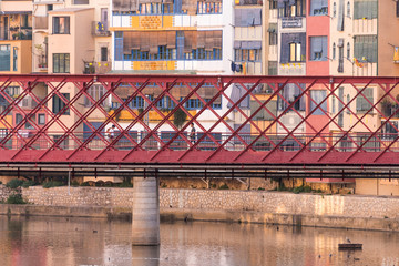 The Eiffel Bridge on the Onyar River at dusk in Girona, Catalonia (Spain) © Jorge Fuentes