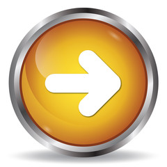 Right arrow icon orange glossy round button