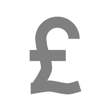 Pound currency sign symbol - gray-silver-metal simple, isolated - vector