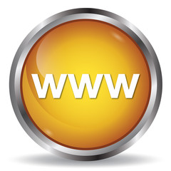 Www icon orange glossy round button
