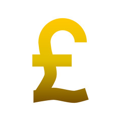 Pound currency sign symbol - golden simple gradient, isolated - vector