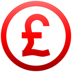 Pound currency sign symbol - red simple gradient inside of circle, isolated - vector