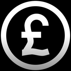 Pound currency sign symbol - white simple gradient inside of circle, isolated - vector