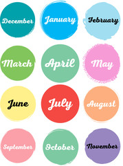 Set of seasons names written in a shape of circle