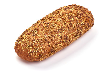 Fresh whole grain bread, isolated on white background
