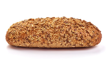 Fresh whole grain bread, isolated on white background