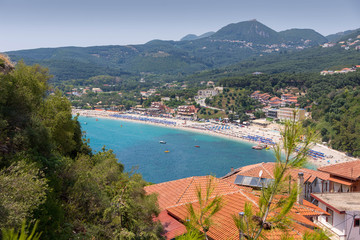 View from above Valtos Beach in Parga, Greece