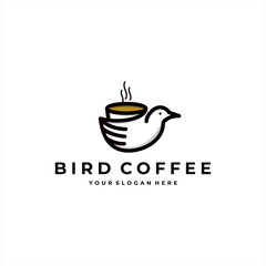 monoline coffee bird logo design