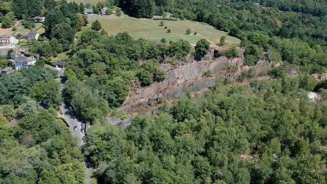 Travassac (Corr&egrave;ze, France) - Vue a&eacute;rienne de l'ancienne carri&egrave;re d'ardoise