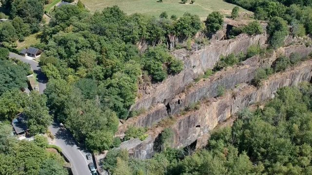 Travassac (Corr&egrave;ze, France) - Vue a&eacute;rienne de l'ancienne carri&egrave;re d'ardoise