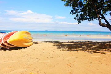 Beautiful sea on blue sky over calm sea with sunlight . Sunny sky and calm blue ocean.Sai keaw beach chonburi Thailand.