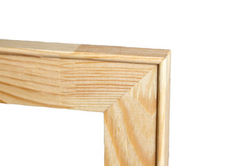 Corner of a wooden stretcher bar for canvas isolated on background