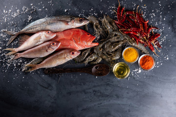 Red Snapper raw fish on table top
