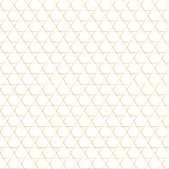 Seamless geometrical pattern. White background with golden ornament. Vector golden, repetitive pattern. Golden gradient texture. Geometrical background. Golden triangles pattern.