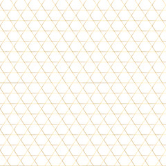 Seamless geometrical pattern. White background with golden ornament. Vector golden, repetitive pattern. Golden gradient texture. Geometrical background. Golden triangles pattern.