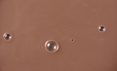 Chocolate milk with bubbles background and texture
