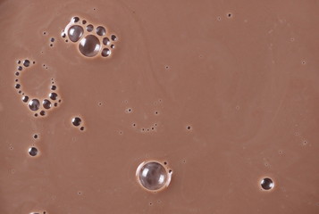 Chocolate milk with bubbles background and texture