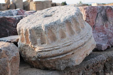 ancient stone with cutting along the edges