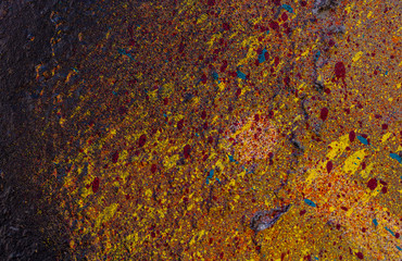 abstract colored texture. Old scratches, stain, paint splats, spots on the wall
