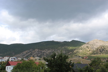 Naklejka premium village in the mountains