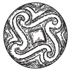 Elegant vintage circular floral ornament in classic style. Round oriental flower element for pattern. Circle stucco ceiling moulding rosette. Vector.