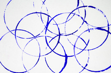 Background - watercolor drawing. Set of blue circles