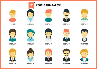 people icons set for business