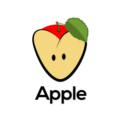 love apple. Vector illustration logo for apple, flat design. 