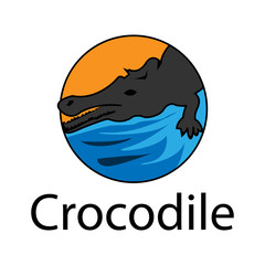 Crocodile logo. Vector illustration logo for crocodile, flat design.
