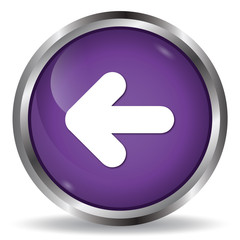 Left arrow icon purple glossy round button 