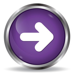 Right arrow icon purple glossy round button 