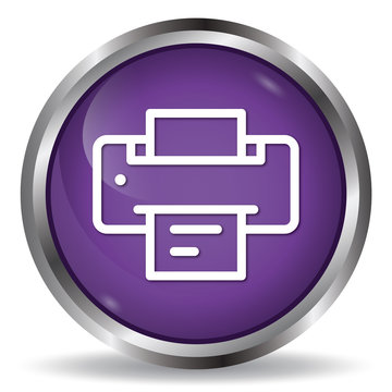 Printer icon purple glossy round button 