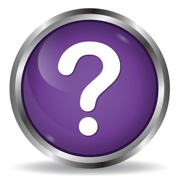 Question mark icon purple glossy round button 